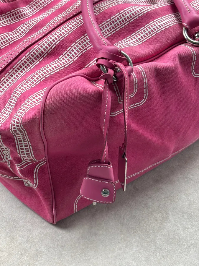 AW2010 Dolce & Gabbana Lily Fuchsia Canvas Trompe Loeil Zip Bag ppEIyNz 5