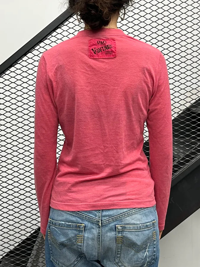 SS2006 Dolce & Gabbana Pink Graphic Button-Up Henley omLucjR 2