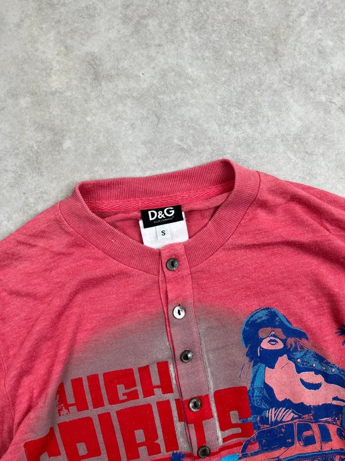 SS2006 Dolce & Gabbana Pink Graphic Button-Up Henley omLucjR 5