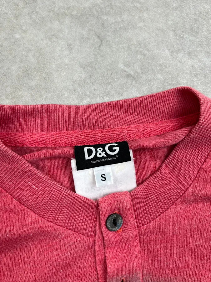 SS2006 Dolce & Gabbana Pink Graphic Button-Up Henley omLucjR 8