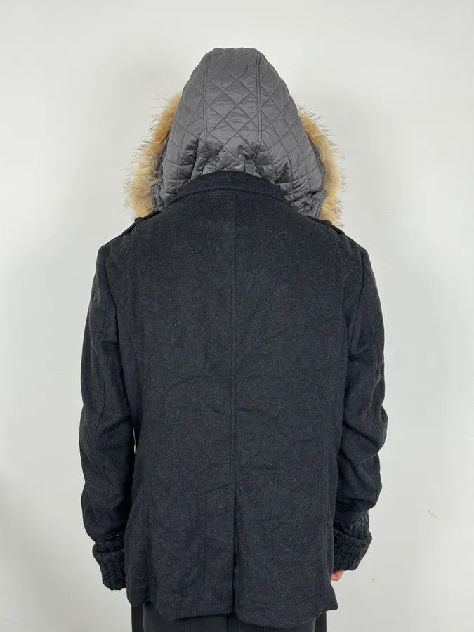 2000s Dolce & Gabbana Fur Hood Grey Jacket pxllmUz 3