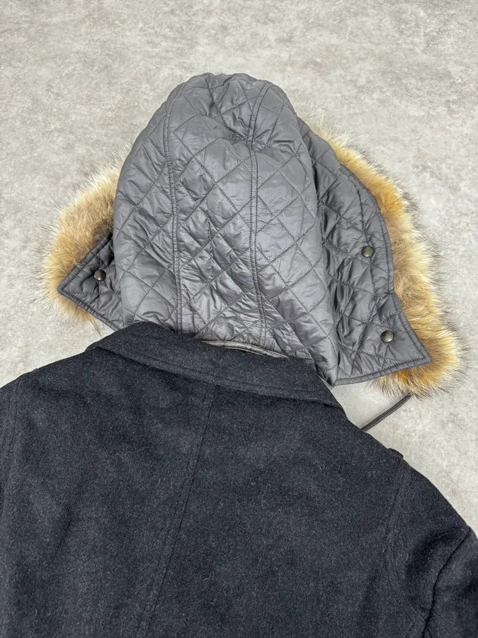 2000s Dolce & Gabbana Fur Hood Grey Jacket pxllmUz 8