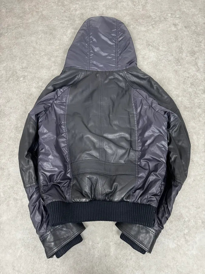 2000s Dolce & Gabbana Fur Hood Purple Hybrid Leather Bomber Jacket VcuOioU 1