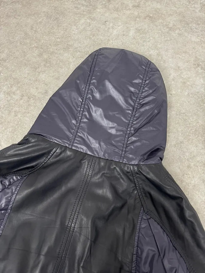 2000s Dolce & Gabbana Fur Hood Purple Hybrid Leather Bomber Jacket VcuOioU 6