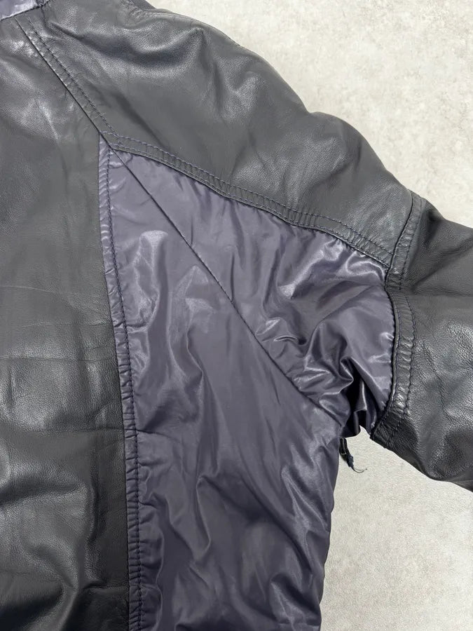 2000s Dolce & Gabbana Fur Hood Purple Hybrid Leather Bomber Jacket VcuOioU 9