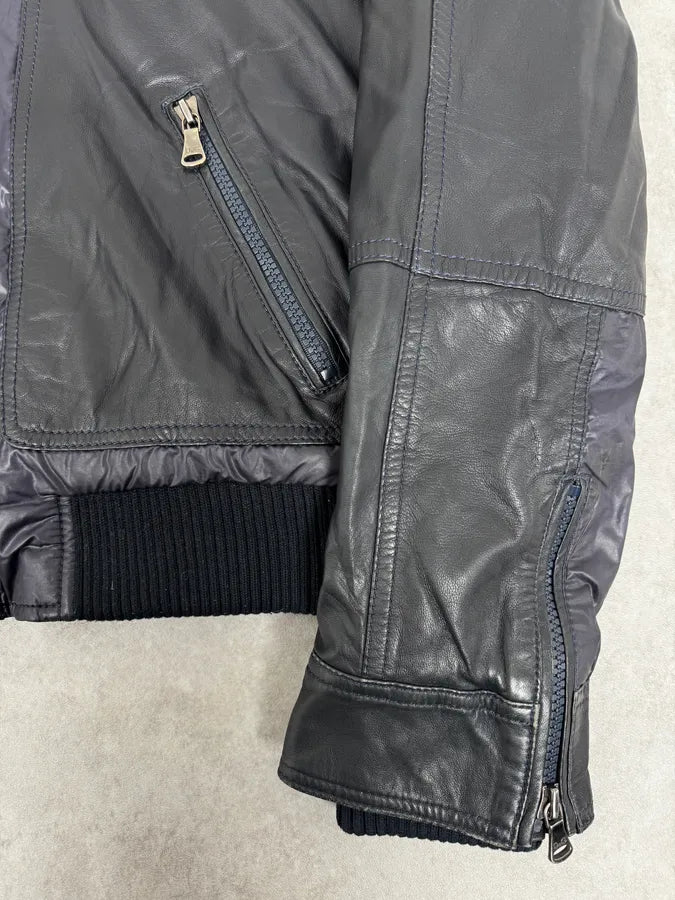 2000s Dolce & Gabbana Fur Hood Purple Hybrid Leather Bomber Jacket VcuOioU 8