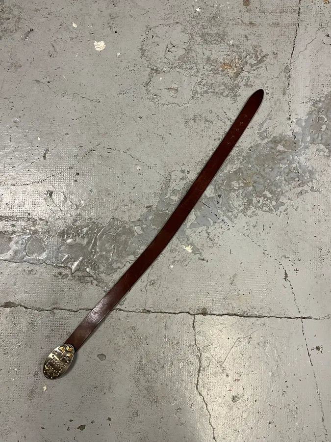 2000s Dolce & Gabbana Futuristic Golden & Silver Buckle Brown Leather Belt sLBhHRW 6