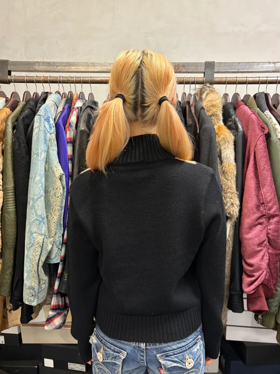 2000s Dolce & Gabbana Geometrical V Black Sweater grFNIwf 2