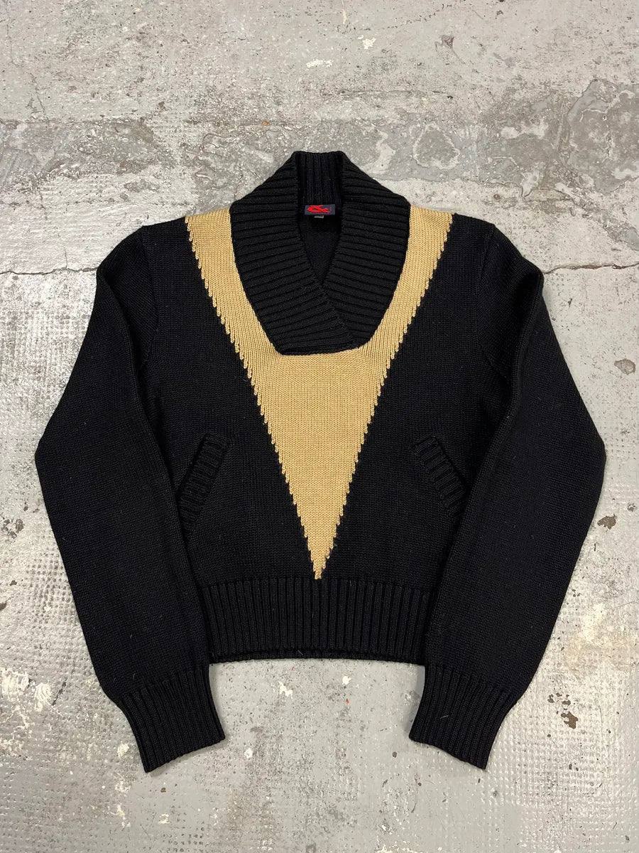 2000s Dolce & Gabbana Geometrical V Black Sweater grFNIwf 3