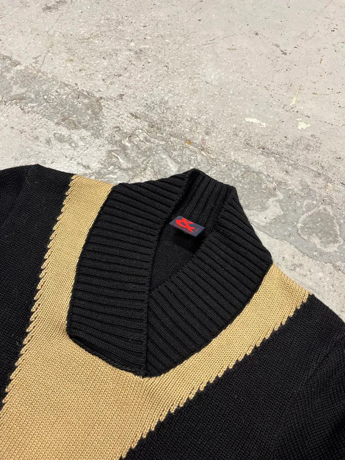 2000s Dolce & Gabbana Geometrical V Black Sweater grFNIwf 4