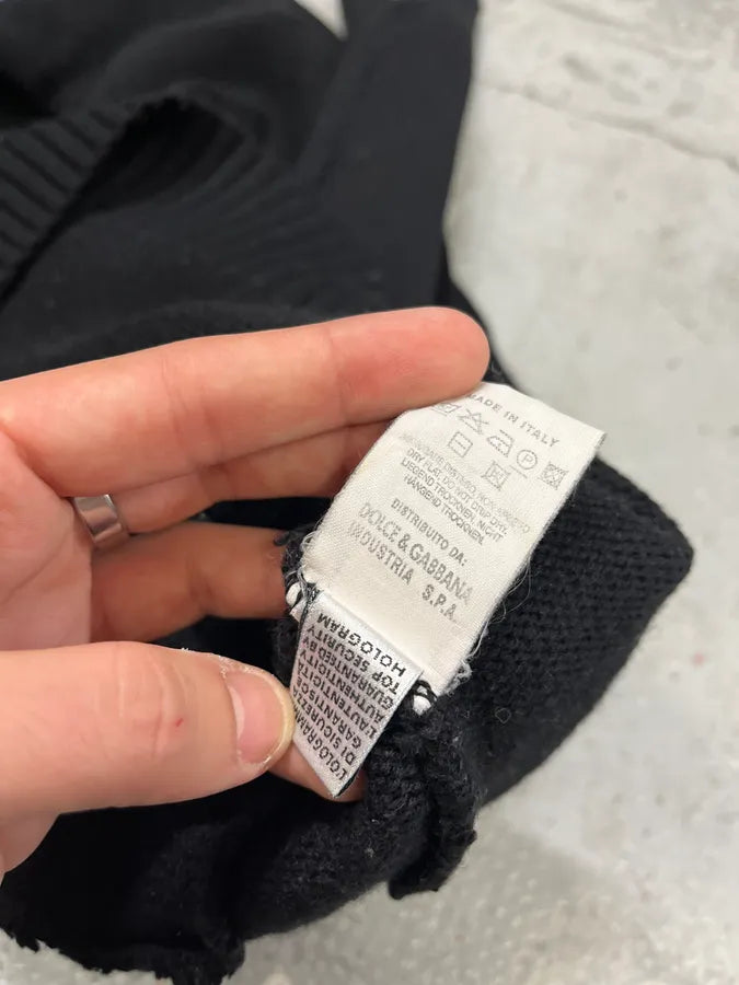 2000s Dolce & Gabbana Geometrical V Black Sweater grFNIwf 9