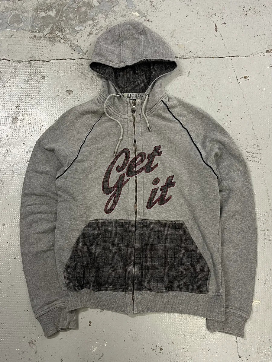 2000s Dolce & Gabbana Get It Grey Zip-up Hoodie VxbphXN 0
