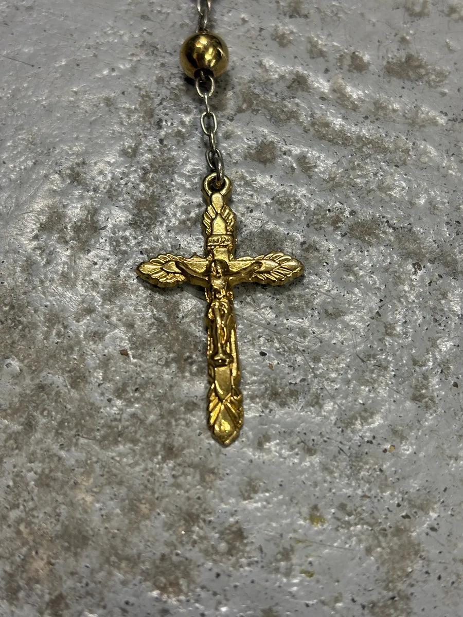 2000s Dolce & Gabbana Gold & Silver Catholic Rosary Cross Necklace XSyArAs 3