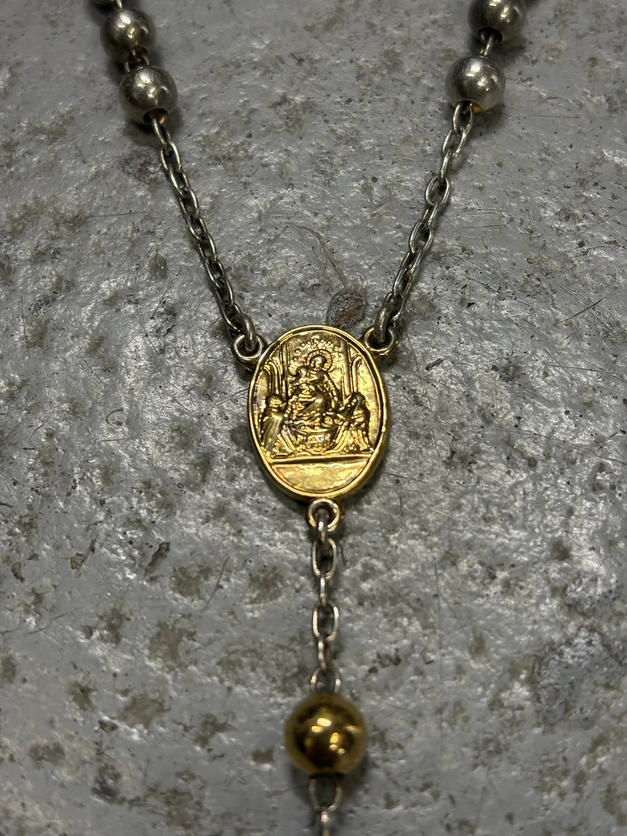 2000s Dolce & Gabbana Gold & Silver Catholic Rosary Cross Necklace XSyArAs 4