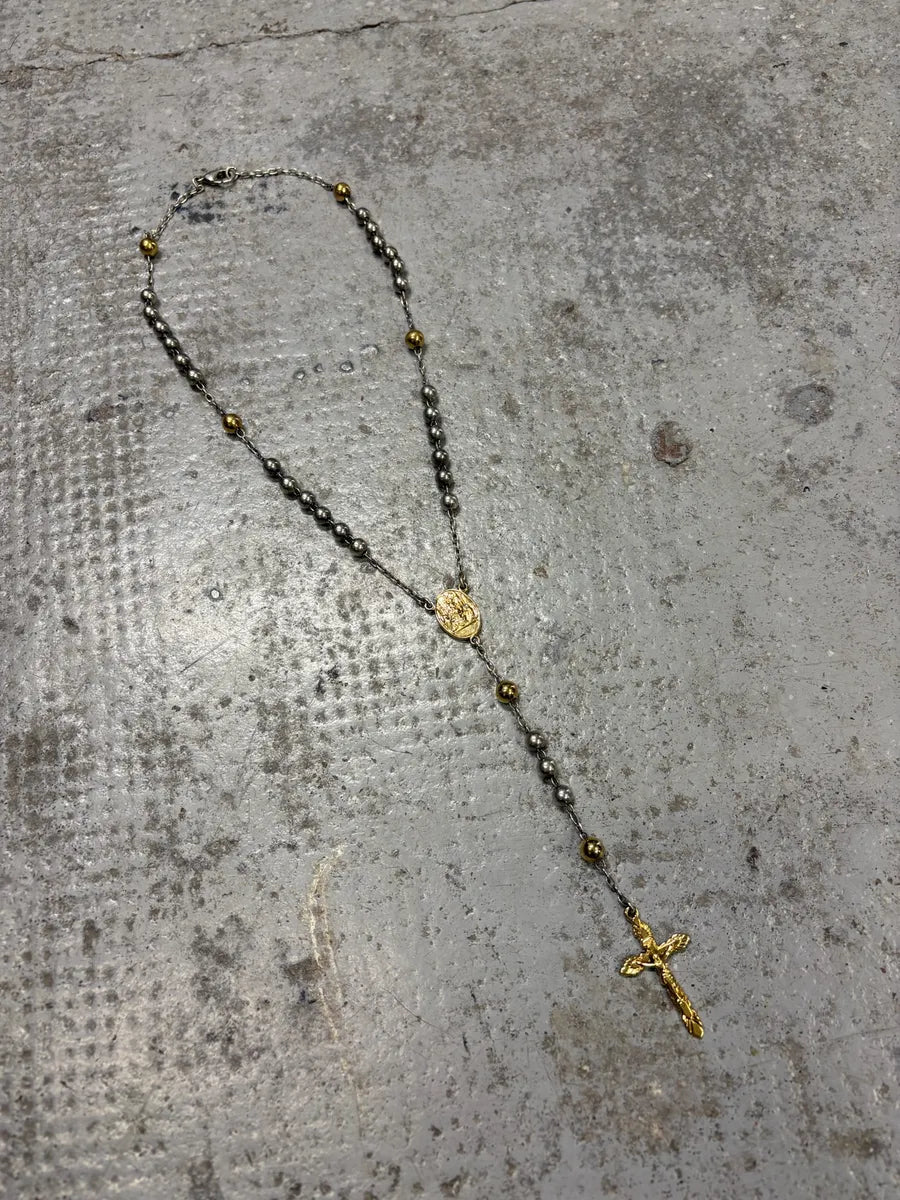 2000s Dolce & Gabbana Gold & Silver Catholic Rosary Cross Necklace XSyArAs 5