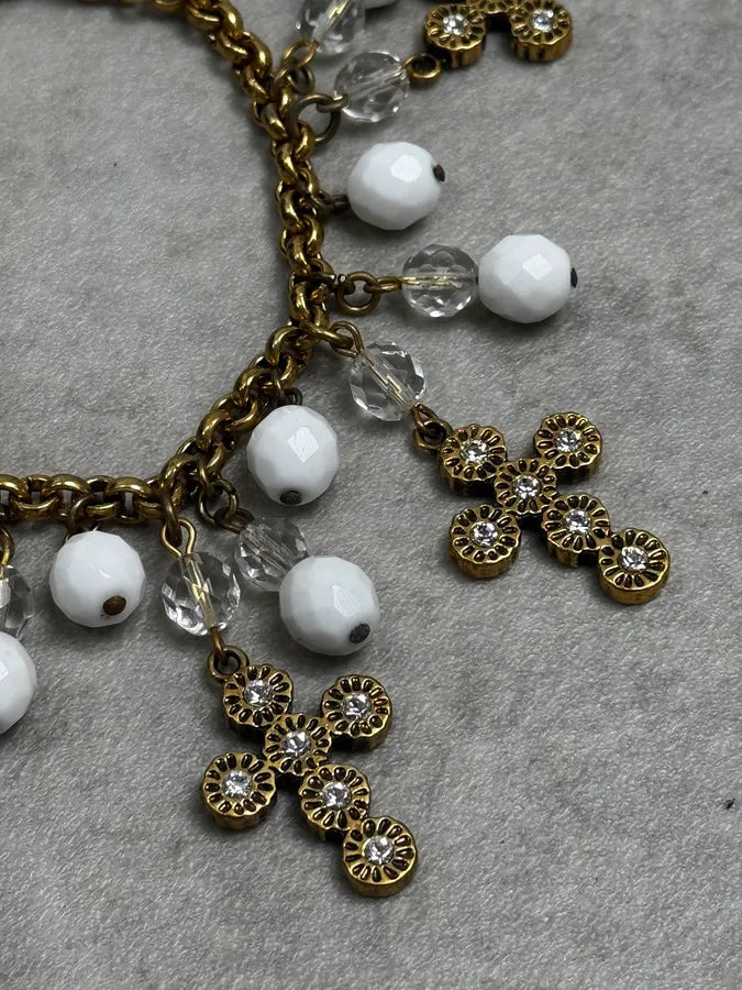 2000s Dolce & Gabbana Gold Metal Pearl Charm Bracelet EUvOgAG 4