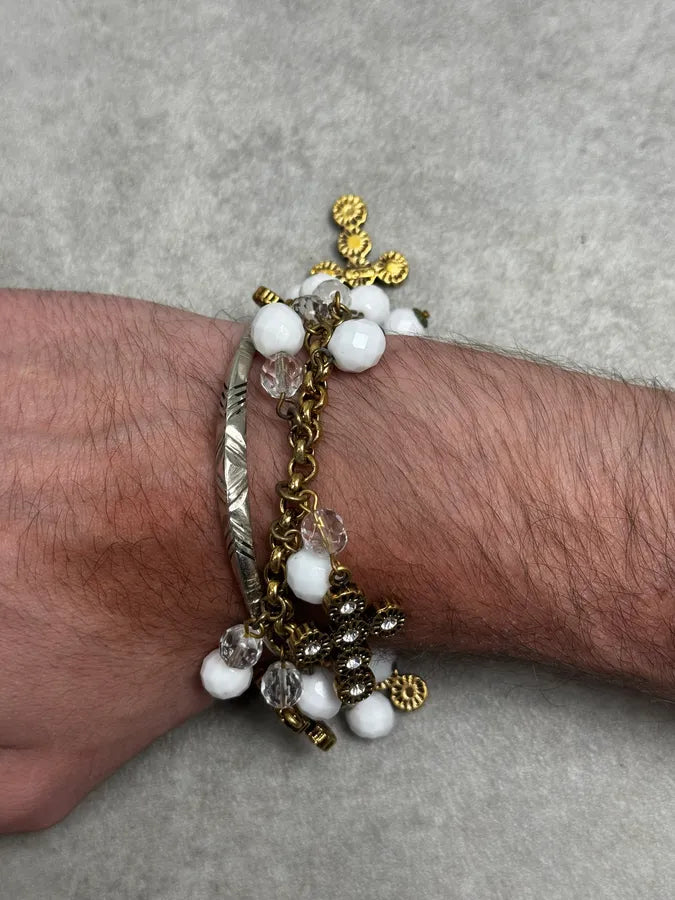 2000s Dolce & Gabbana Gold Metal Pearl Charm Bracelet EUvOgAG 2