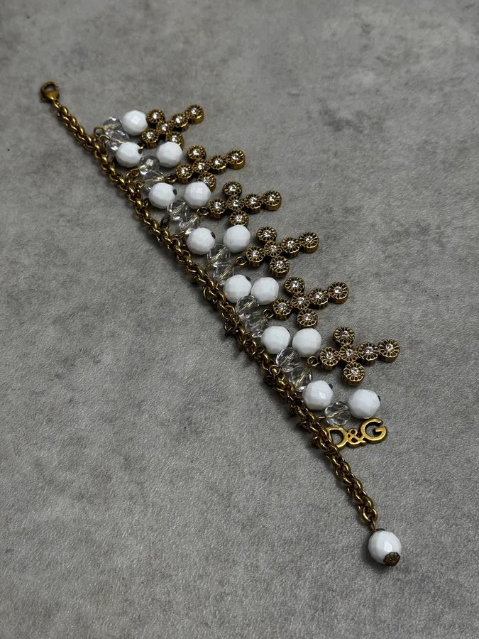 2000s Dolce & Gabbana Gold Metal Pearl Charm Bracelet EUvOgAG 7