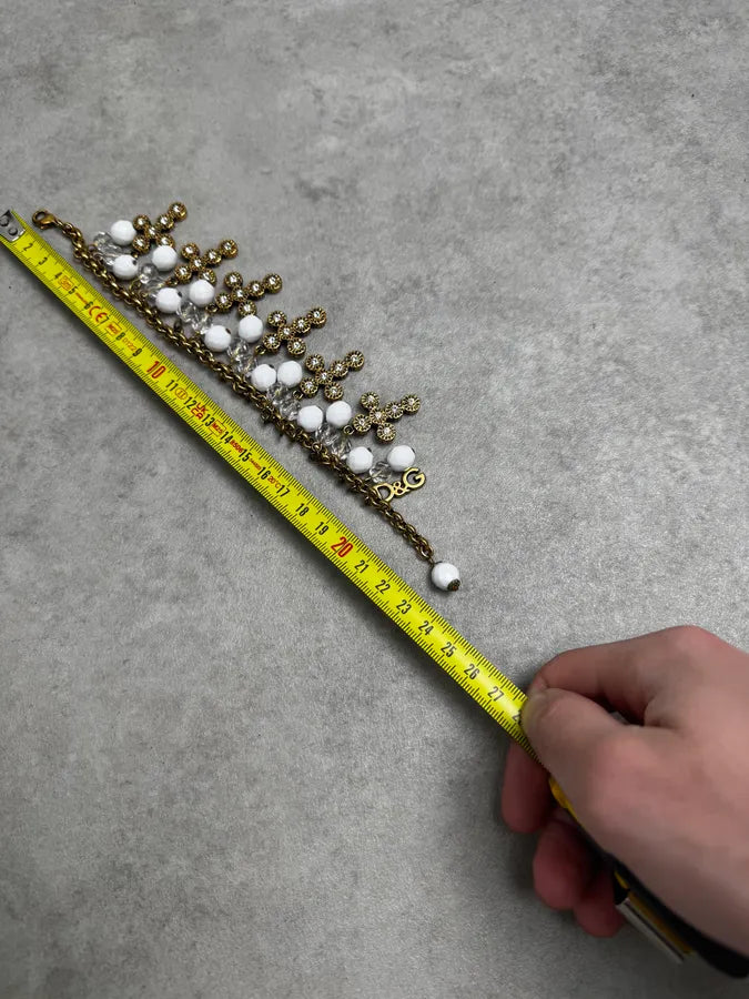 2000s Dolce & Gabbana Gold Metal Pearl Charm Bracelet EUvOgAG 8