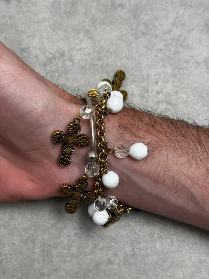 2000s Dolce & Gabbana Gold Metal Pearl Charm Bracelet EUvOgAG 3
