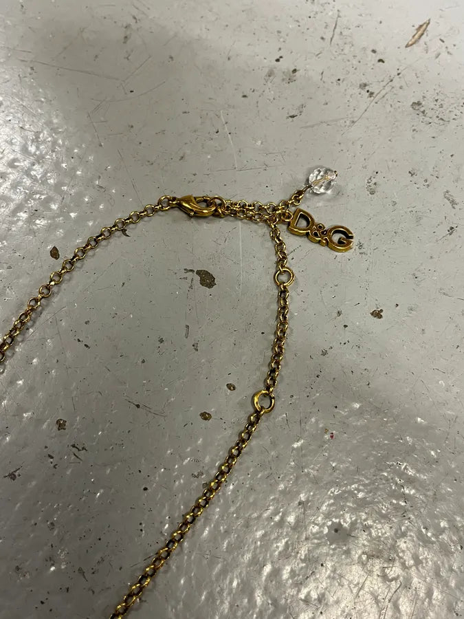 2000s Dolce & Gabbana Gold Metal Pendant Charm Necklace lzotAZz 3