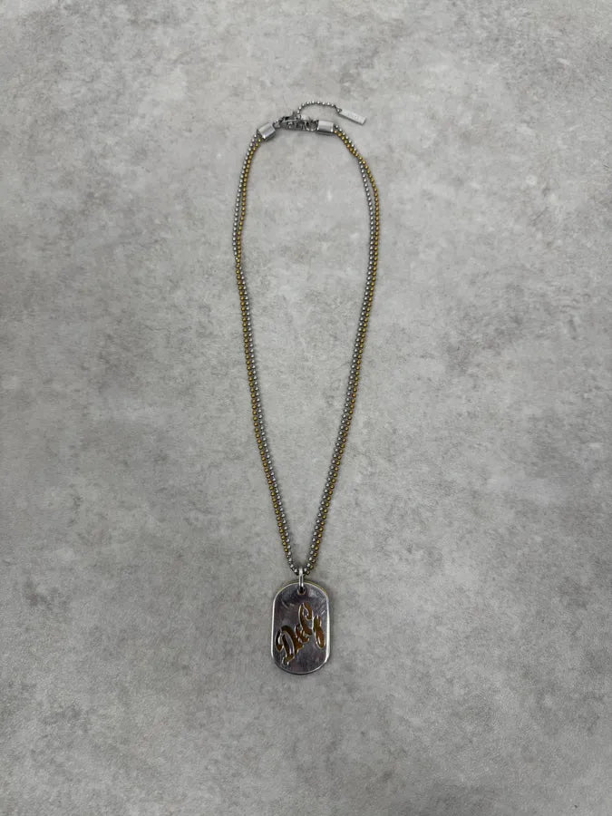 2000s Dolce & Gabbana Golden & Silver Dog Tag Necklace EVFuyjd 3