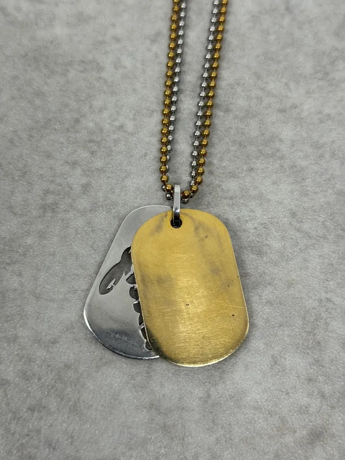 2000s Dolce & Gabbana Golden & Silver Dog Tag Necklace EVFuyjd 5