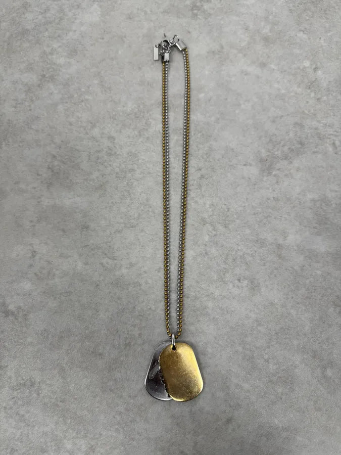 2000s Dolce & Gabbana Golden & Silver Dog Tag Necklace EVFuyjd 6