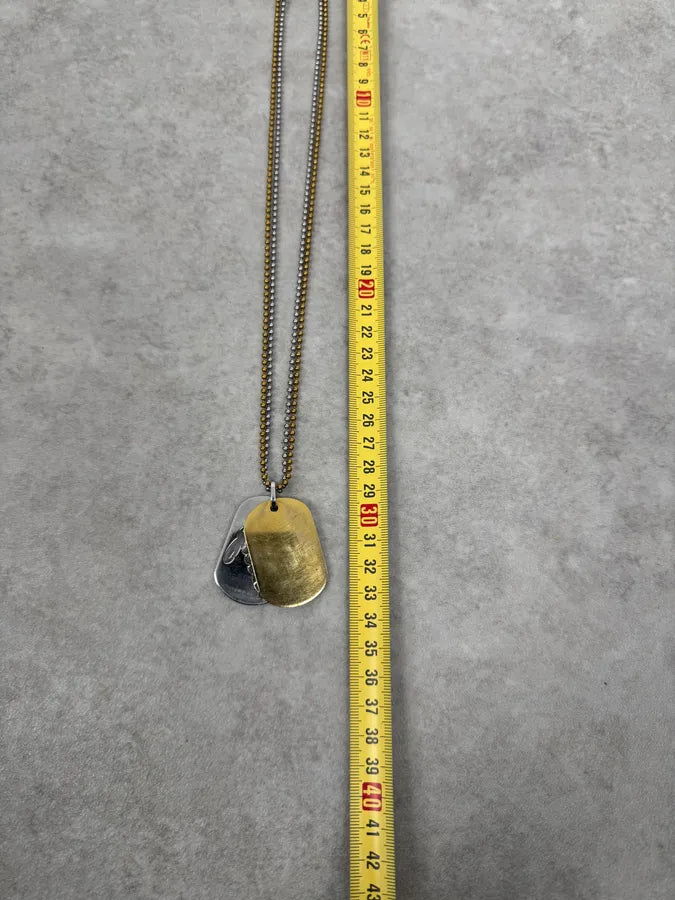 2000s Dolce & Gabbana Golden & Silver Dog Tag Necklace EVFuyjd 7