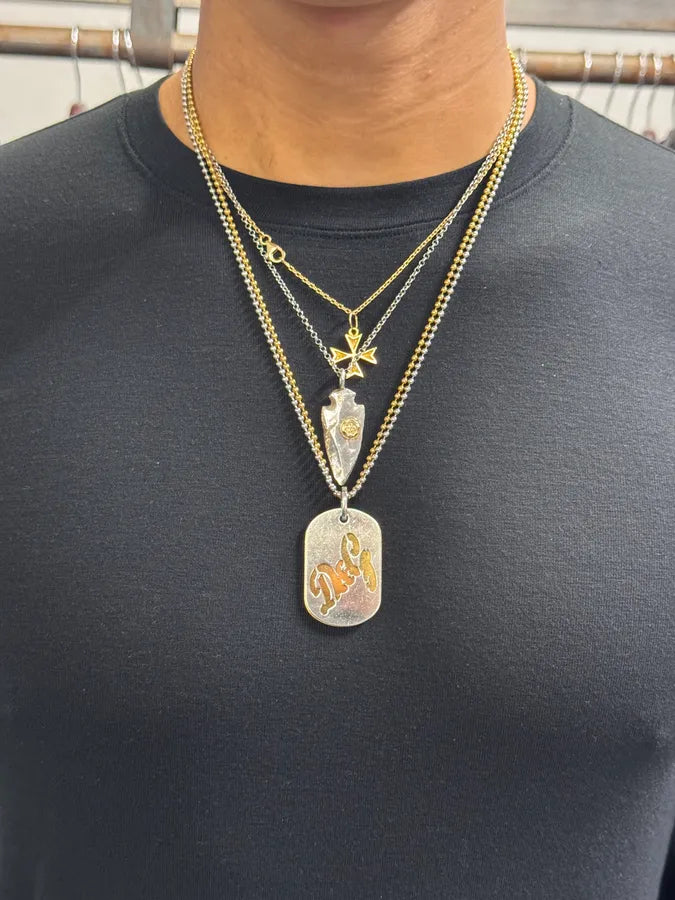 2000s Dolce & Gabbana Golden & Silver Dog Tags Necklace CxWbCKf 1