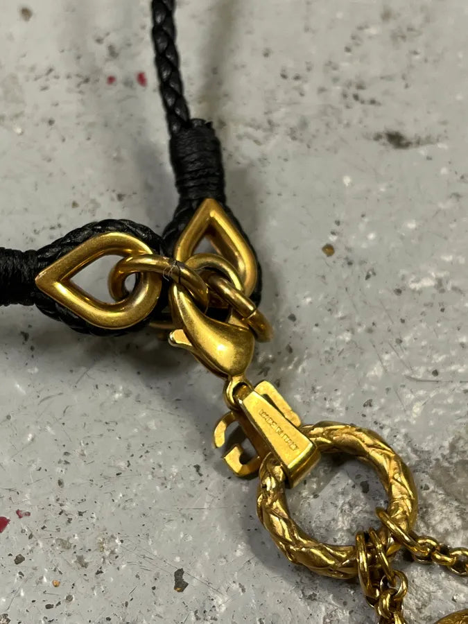 2000s Dolce & Gabbana Golden 3 Leaves Pendant Necklace gpsCwOc 6