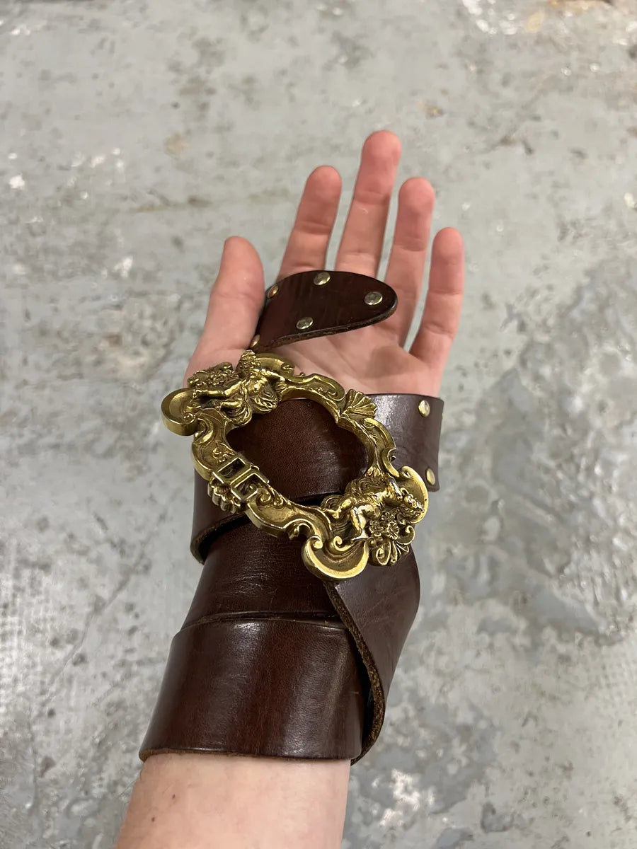 2000s Dolce & Gabbana Golden Angels Buckcle Leather Belt (OS) 6