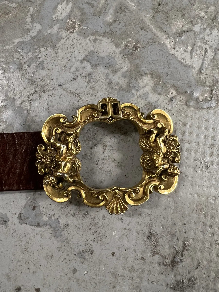 2000s Dolce & Gabbana Golden Angels Buckcle Leather Belt (OS) 1