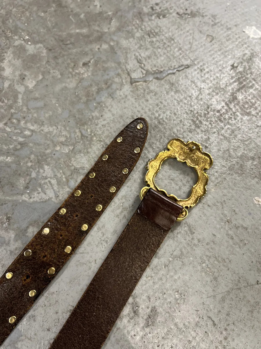 2000s Dolce & Gabbana Golden Angels Buckcle Leather Belt (OS) 4