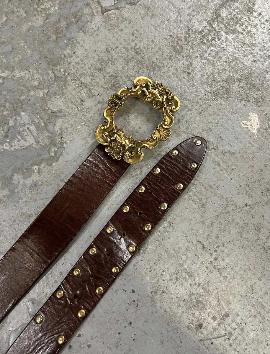2000s Dolce & Gabbana Golden Angels Buckcle Leather Belt (OS) 3