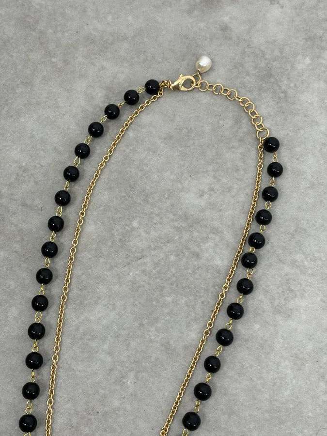 2000s Dolce & Gabbana Golden Baroque Sacred Cross Black Pearl Necklace iSTNEwF 5