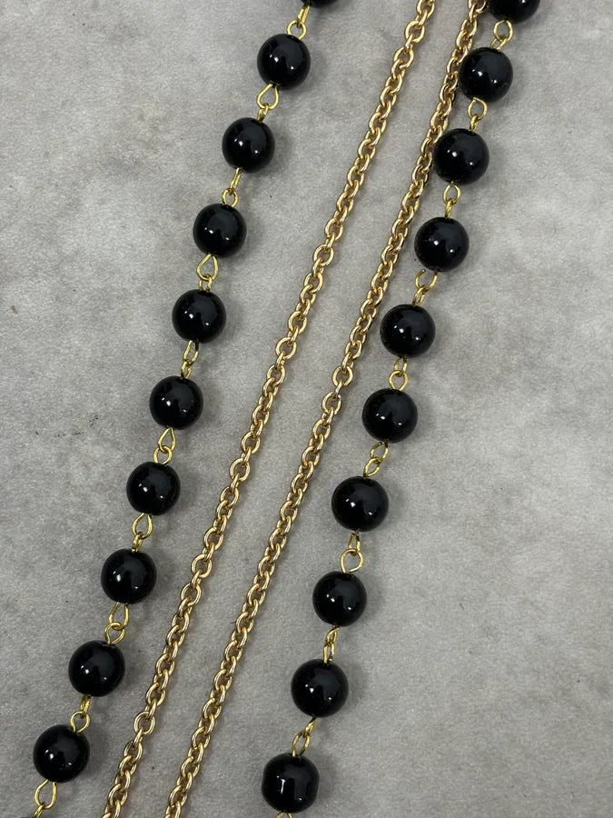 2000s Dolce & Gabbana Golden Baroque Sacred Cross Black Pearl Necklace iSTNEwF 6