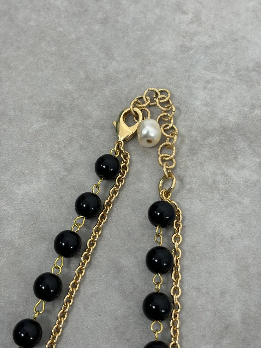 2000s Dolce & Gabbana Golden Baroque Sacred Cross Black Pearl Necklace iSTNEwF 7