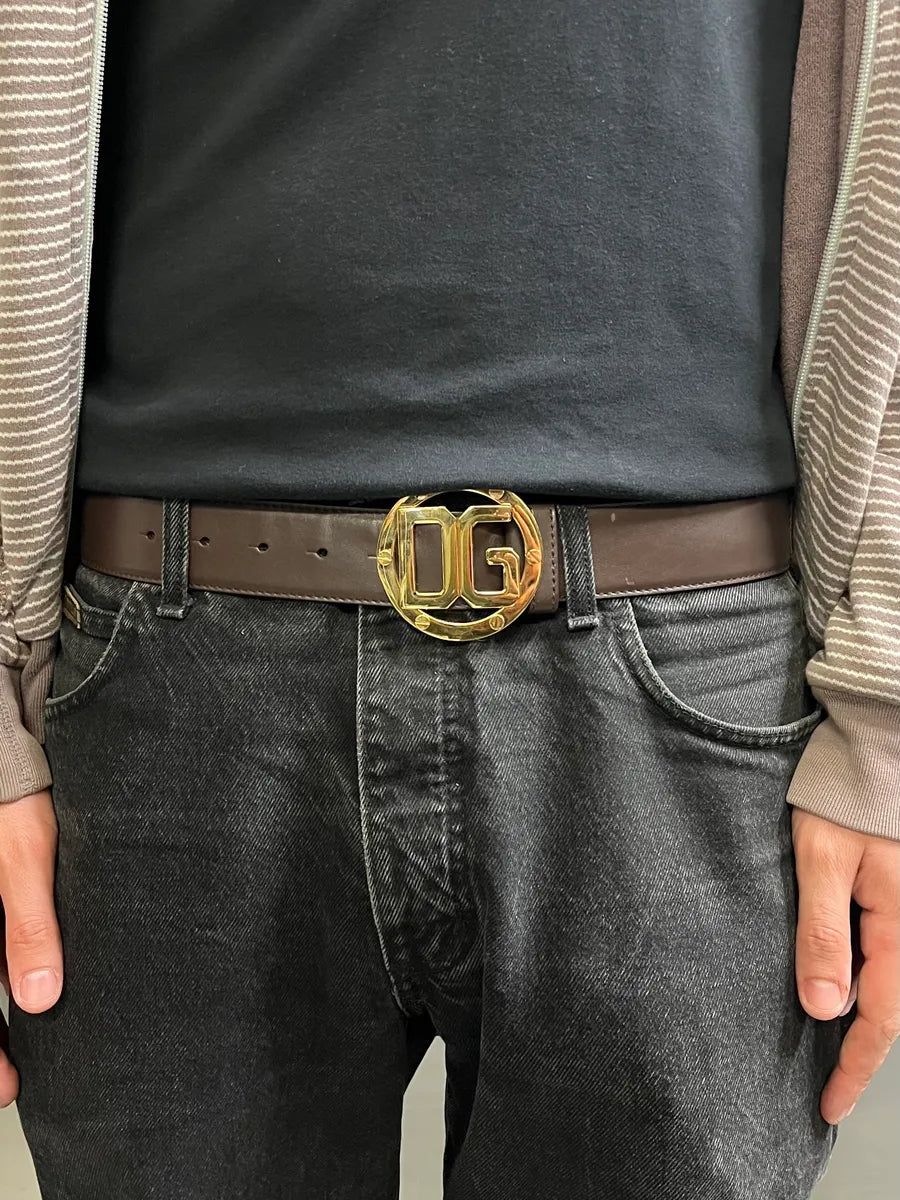 2000s Dolce & Gabbana Golden Buckle Brown Leather Belt PPMGLZw 1