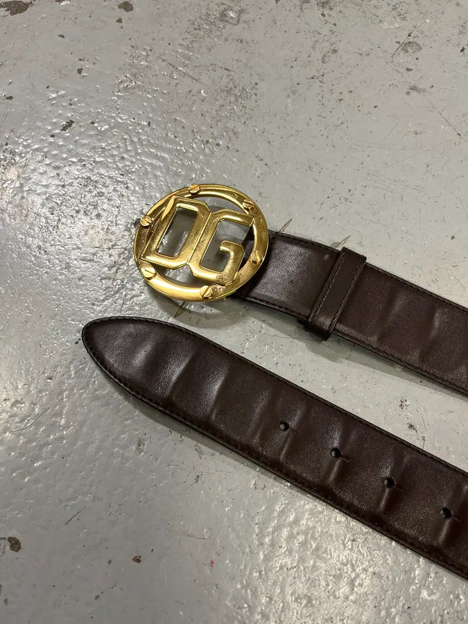 2000s Dolce & Gabbana Golden Buckle Brown Leather Belt PPMGLZw 3