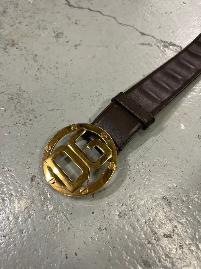 2000s Dolce & Gabbana Golden Buckle Brown Leather Belt PPMGLZw 4
