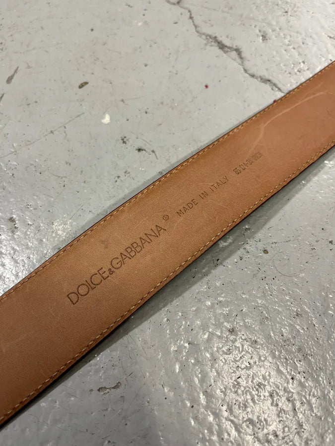 2000s Dolce & Gabbana Golden Buckle Brown Leather Belt PPMGLZw 7