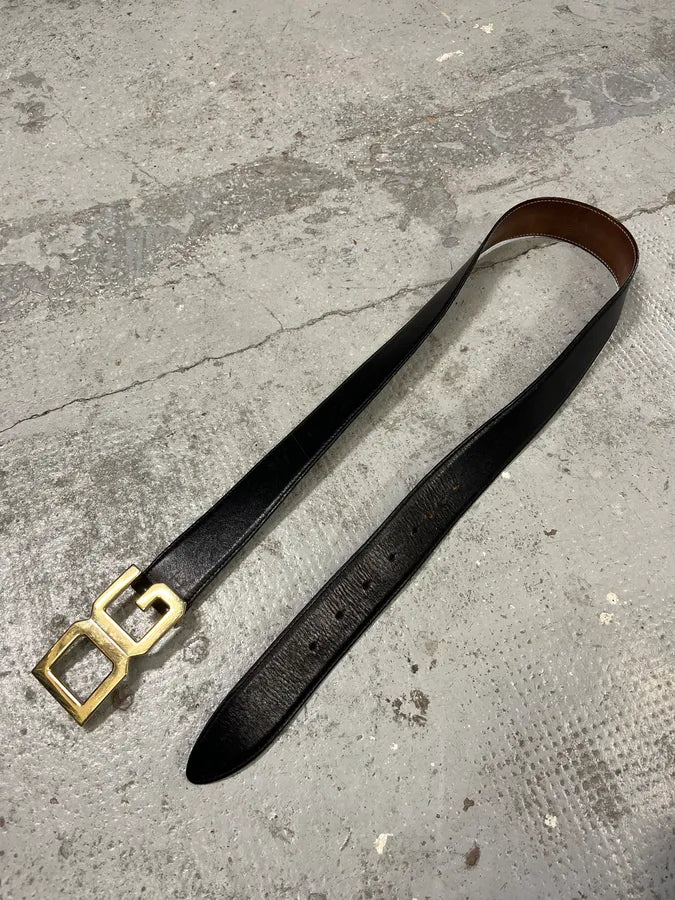 2000s Dolce & Gabbana Golden DG Brown Leather Belt rVKBtwk 2