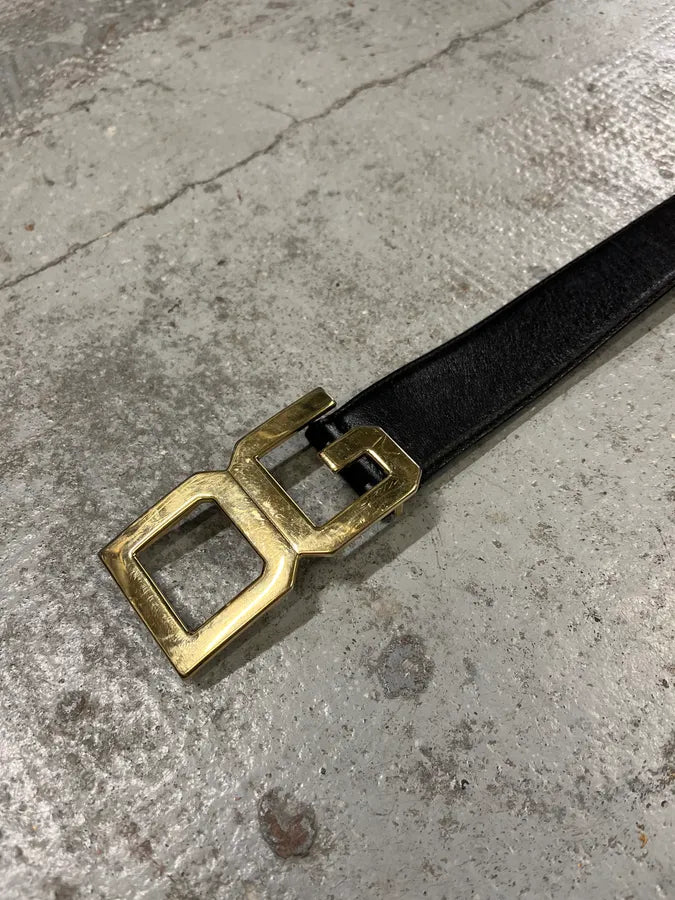 2000s Dolce & Gabbana Golden DG Brown Leather Belt rVKBtwk 4