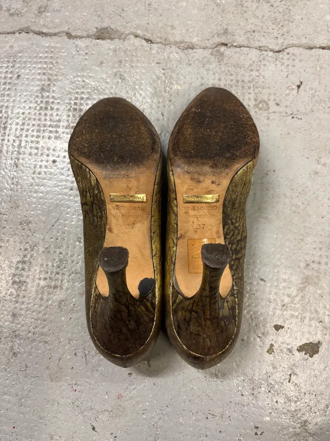 2000s Dolce & Gabbana Golden Flowers Heels sMnmeKI 6