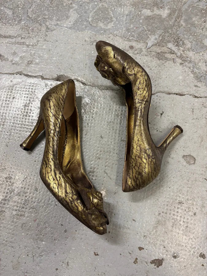 2000s Dolce & Gabbana Golden Flowers Heels sMnmeKI 4