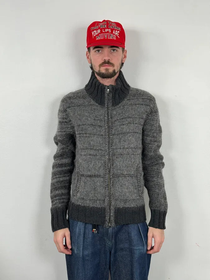 2000s Dolce & Gabbana Gradient Grey Wool Zip-Up Sweater VlxmSAg 2