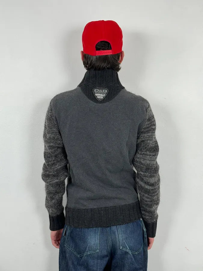 2000s Dolce & Gabbana Gradient Grey Wool Zip-Up Sweater VlxmSAg 3