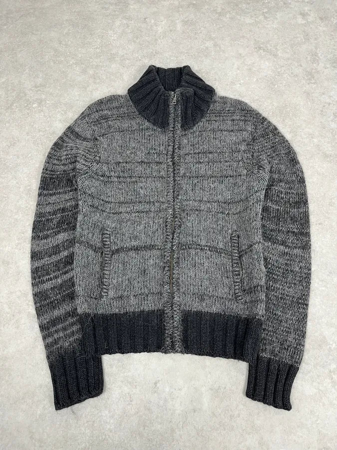 2000s Dolce & Gabbana Gradient Grey Wool Zip-Up Sweater VlxmSAg 4