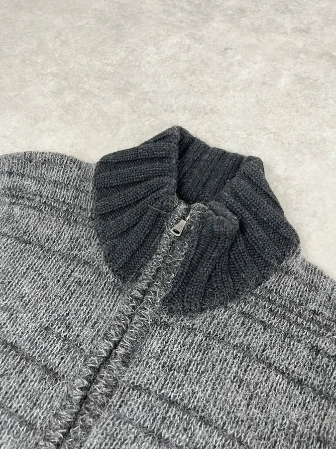 2000s Dolce & Gabbana Gradient Grey Wool Zip-Up Sweater VlxmSAg 5